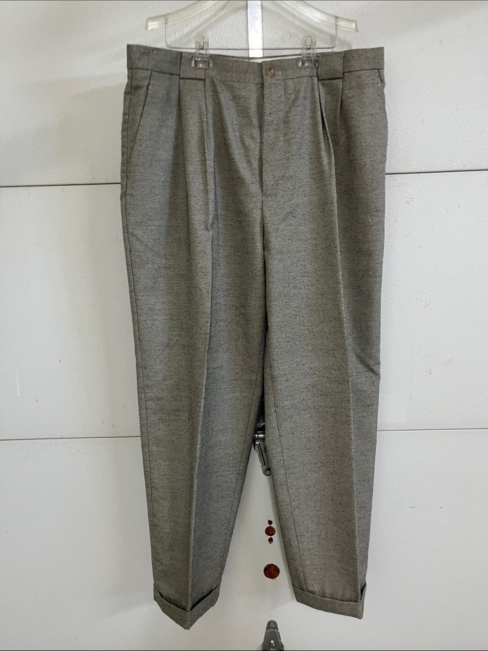 Perry Ellis Men's Gray Pleated Dress Pants 38/30